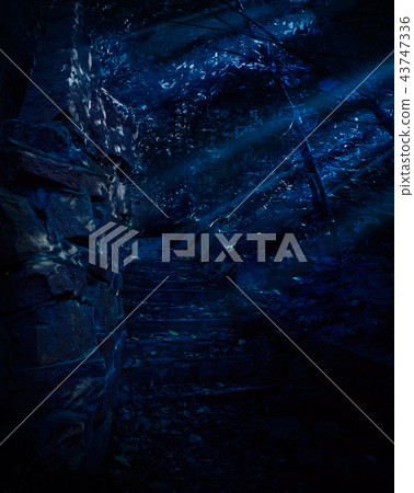 Ruins in night forest Ruins in night forest 43747336