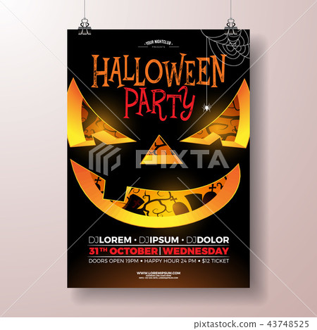 Halloween Party Flyer Vector Illustration With Stock Illustration