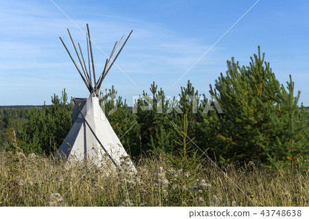 tent tipi in the autumn landscape.. 43748638