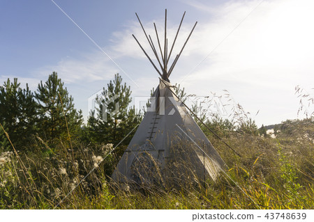 tent tipi in the autumn landscape 43748639