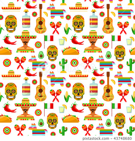 pattern with traditional Mexican attributes 43748680