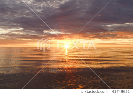 Majestic summer sunset over the Chudskoy lake 43749621