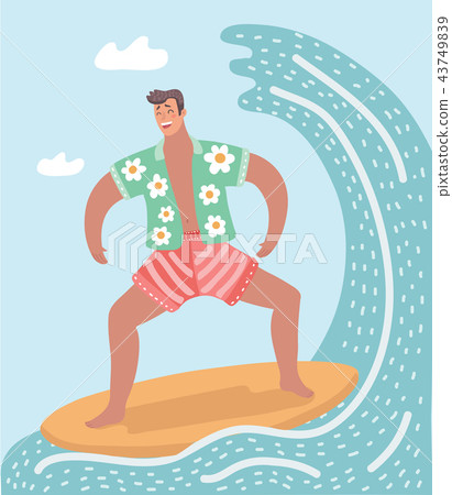 Vector illustration of man surfing on the ocean Vector illustration of man surfing on the ocean 43749839
