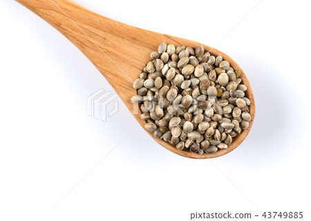 Cannabis Hemp seeds in spoon on white 43749885