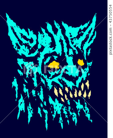Scary demon with protruding fangs. Vector Scary demon with protruding fangs. Vector 43750554