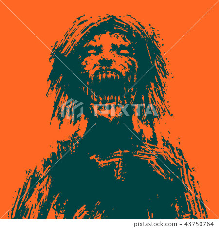 Creepy zombie woman head. Vector illustration. Creepy zombie woman head. Vector illustration. 43750764