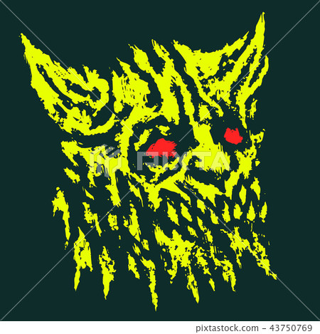 Scary head of horned demon. Vector illustration. Scary head of horned demon. Vector illustration. 43750769
