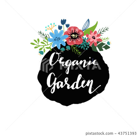 Hand drawn cute floral logo template Hand drawn cute floral logo template 43751393