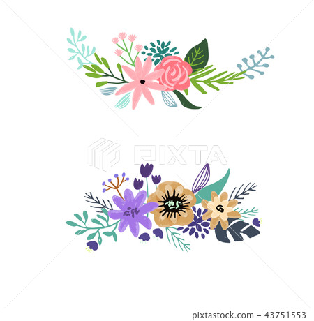 Set of floral bouquet isolated on white background 43751553