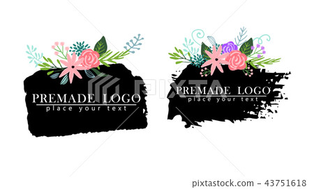 Hand drawn cute floral logo template Hand drawn cute floral logo template 43751618