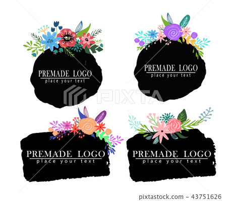 Hand drawn cute floral logo template Hand drawn cute floral logo template 43751626