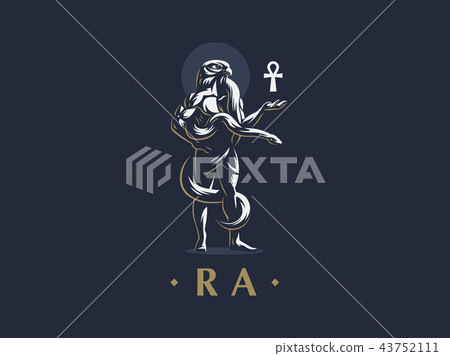 The Egyptian god Ra with an ankh in his hand. The Egyptian god Ra with an ankh in his hand. 43752111