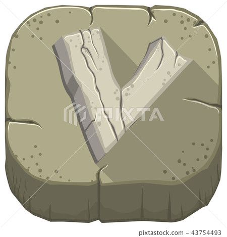 Letter V carved from stone 43754493