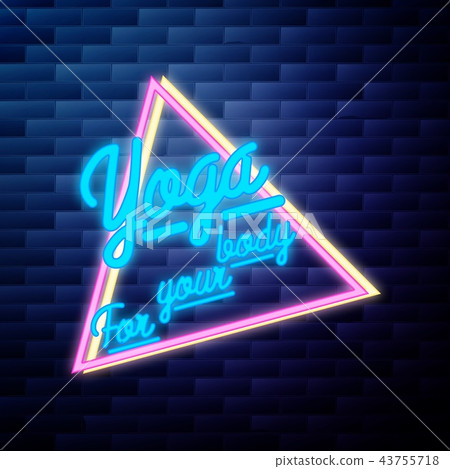 Vintage yoga emblem glowing neon sign 43755718