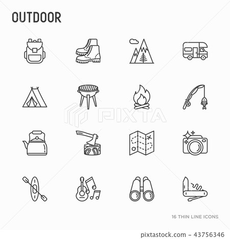 Outdoor thin line icons set - Stock Illustration [43756346] - PIXTA