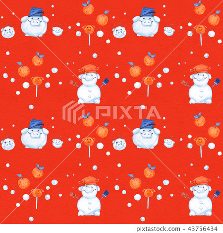 Illustration series Winter Holidays Pigs. Illustration series Winter Holidays Pigs. 43756434