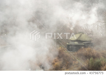 A hot spring sanctuary of the Yukei flow of the mountain, a source area of tranquility surrounded by the Kuroyu hot spring beech forest at the deepest area of Nyuto Hot Springs in Akita Prefecture 43756773