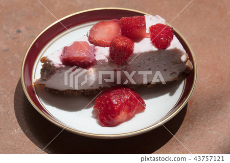 slice of strawberry cheesecake slice of strawberry cheesecake 43757121