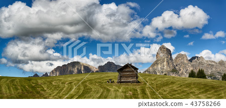 Meadow and mountains of Alta Badia, Dolomites Meadow and mountains of Alta Badia, Dolomites 43758266