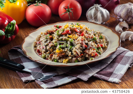 Bulgur salad with vegetables 43758426
