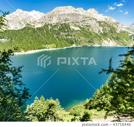 Mountains and lake in summer season Mountains and lake in summer season 43758446