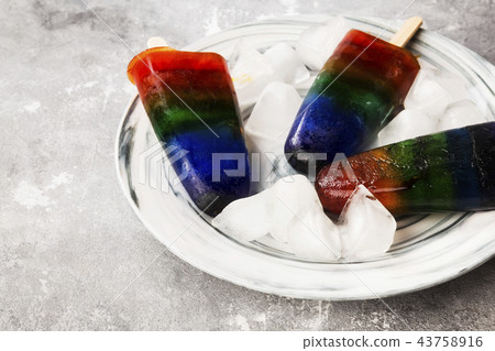 Rainbow colorful ice cream popsicle 43758916
