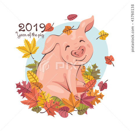 2019 Year of The Pig Greeting Card - Stock Illustration [43760138] - PIXTA