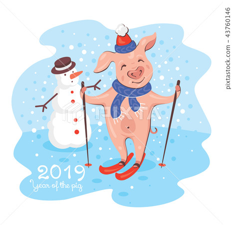 2019 Year of The Pig Greeting Card - Stock Illustration [43760146] - PIXTA