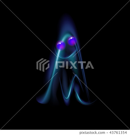 Cute ghost transparent in black background Cute ghost transparent in black background 43761354