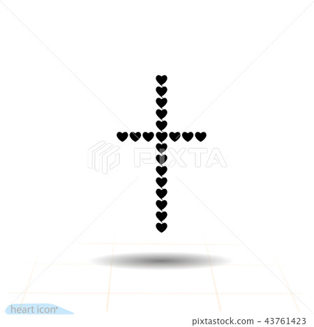 The icon of the Christian cross consists of hearts 43761423