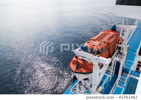 Cruise ship emergency safety rescue boat on deck 43761462