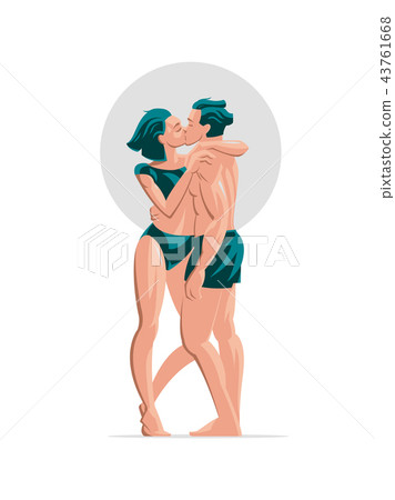 A man and a woman are kissing.  43761668