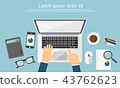 Work desktop top view, office desk table 43762623