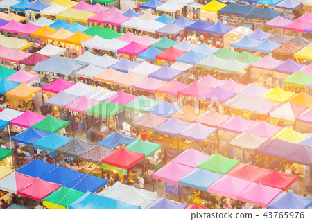 Roof top multiple colour flea market Roof top multiple colour flea market 43765976