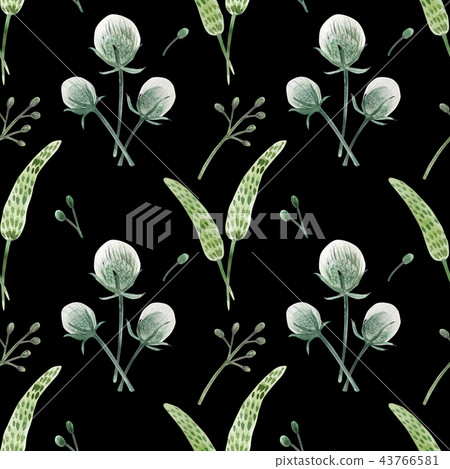 Wild Plants watercolor seamless pattern - Stock Illustration [43766581 ...