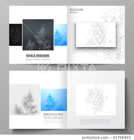 The vector illustration of layout of two covers templates for square design bifold brochure The vector illustration of layout of two covers templates for square design bifold brochure 43766903