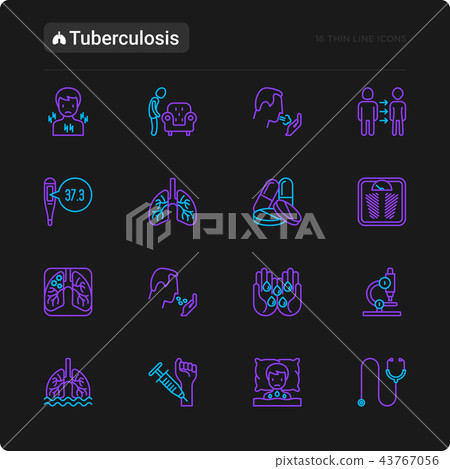 Tuberculosis thin line icons set Tuberculosis thin line icons set 43767056
