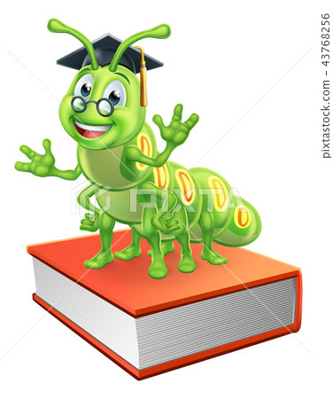Graduate Caterpillar Bookworm Worm on Book - Stock Illustration ...