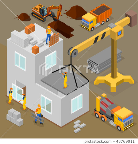 Modern Construction Isometric Composition 43769011