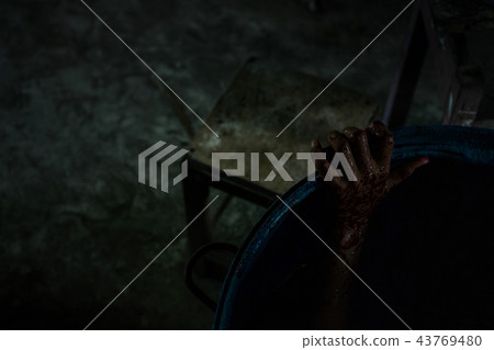 horror concept, Bloody hands in dark. horror concept, Bloody hands in dark. 43769480