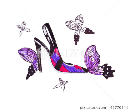 Hand drawing of a sketch of fashion accessories 43770344