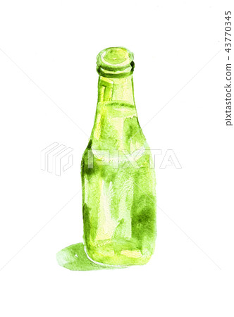 Hand drawing of a watercolor painting of a bottle 43770345