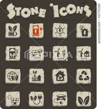 alternative energy stone icon set 43770380