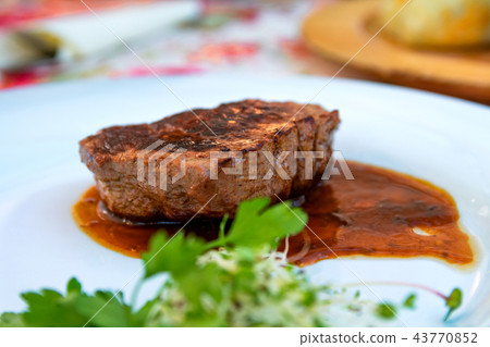 Grilled steak beef with sauce Grilled steak beef with sauce 43770852