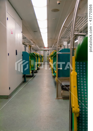 Interior of an electric passenger train in Warsaw Interior of an electric passenger train in Warsaw 43770866