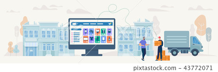 On-line Shopping and Delivery. Vector Illustration 43772071