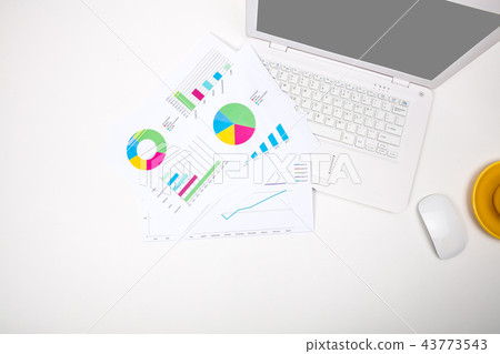 Modern office workplace with notebook, reports Modern office workplace with notebook, reports 43773543