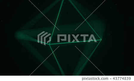 Green polygonal solid octahedron. Computer graphics related 3D rendering 43774839