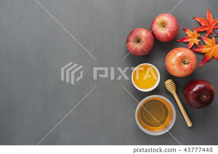 Table top view of decorations Jewish holiday. 43777448