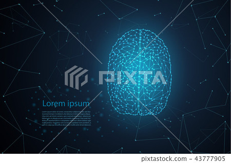 Polygonal brain with shining light Polygonal brain with shining light 43777905
